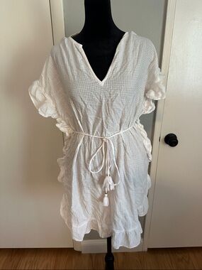 J. Crew White Gauze Swim Coverup with Tassel Tie